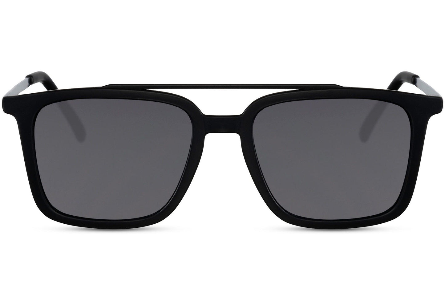 Black lens aviator sunglasses with a bold frame offering a minimal and versatile look for daily wear
