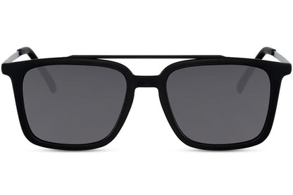 Black lens aviator sunglasses with a bold frame offering a minimal and versatile look for daily wear