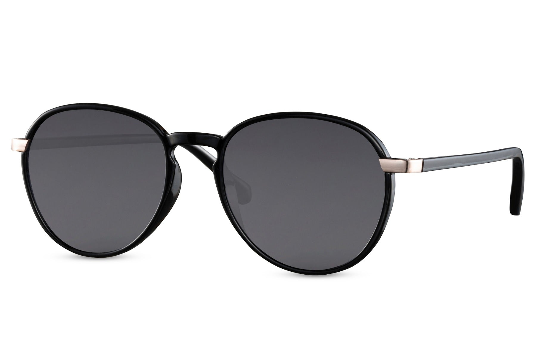 Black lens aviator sunglasses with clean frame design, suitable for bold styling and versatile daily wear