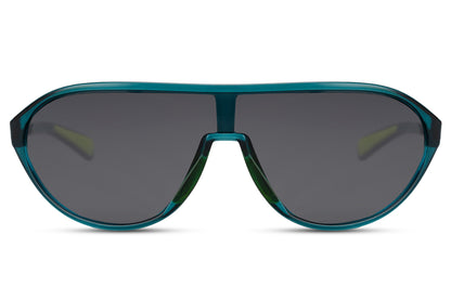 Black mirrored aviator sunglasses with UV protection, perfect for everyday sports use and bright conditions