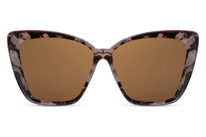 Black oversized cat eye sunglasses with bold angular frame and dark lenses, designed for confident fashion-forward looks