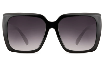 Black oversized sunglasses with gradient lenses, bold statement eyewear for women inspired by London fashion trends and urban styling