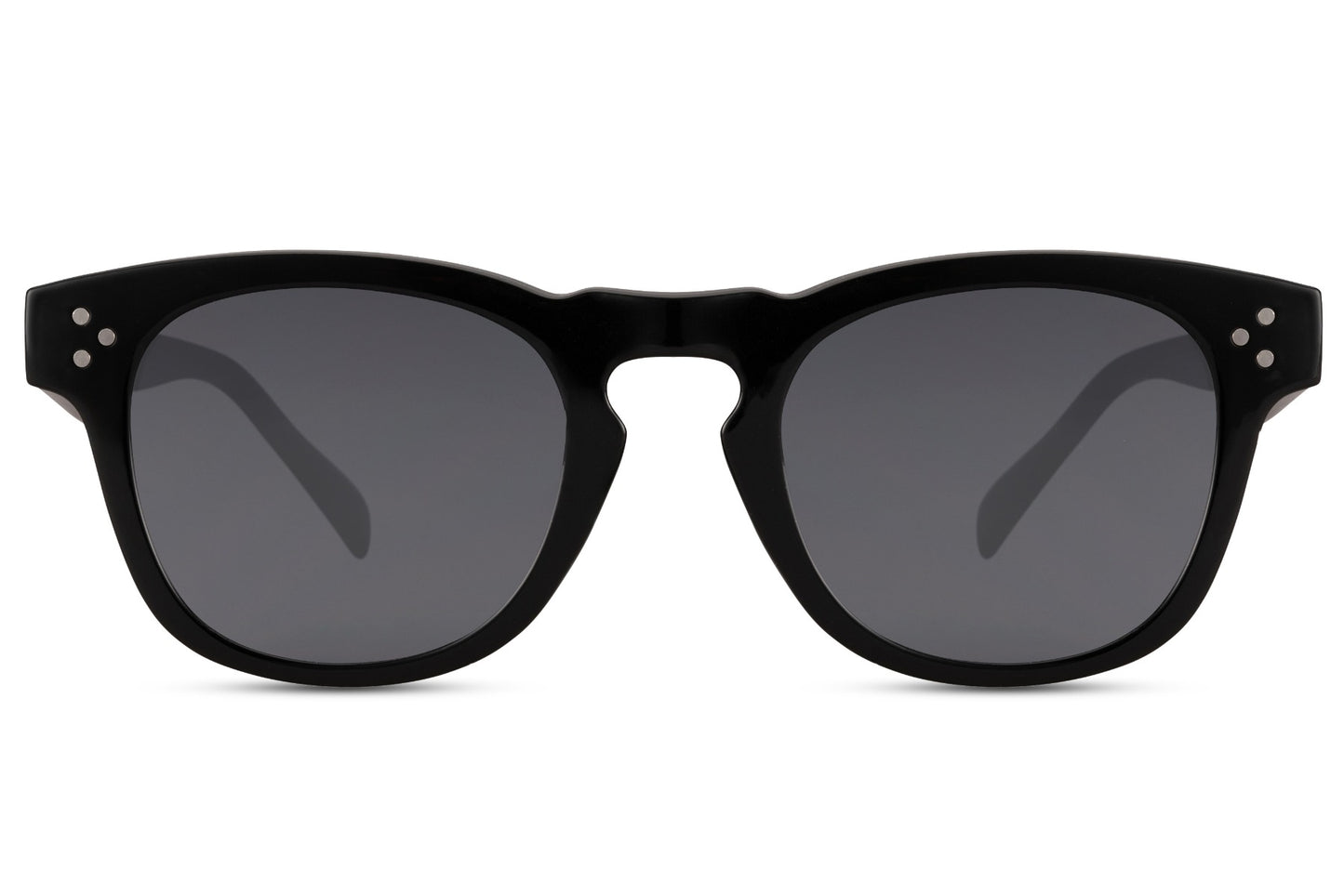 Classic retro square sunglasses with black frame and dark tinted lenses for casual fashion and outdoor wear