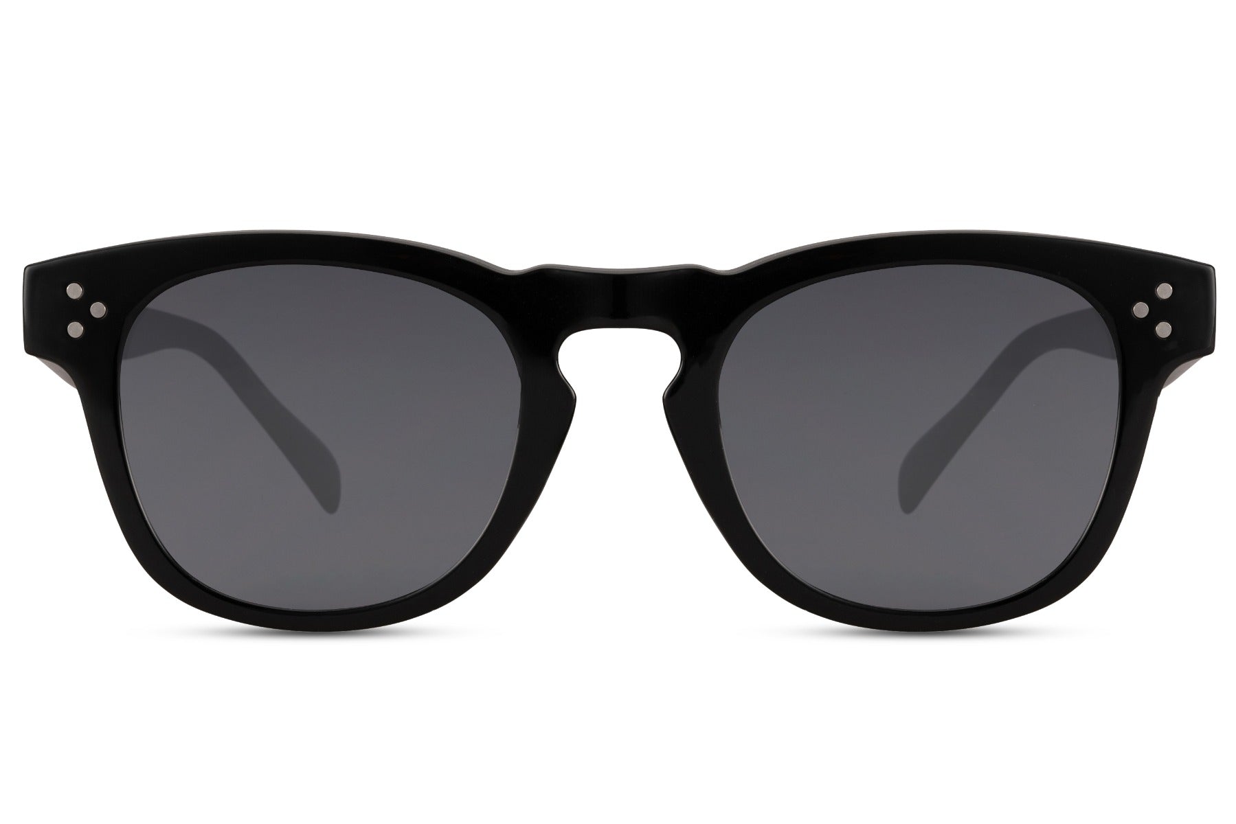 Classic retro square sunglasses with black frame and dark tinted lenses for casual fashion and outdoor wear