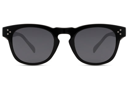 Classic retro square sunglasses with black frame and dark tinted lenses for casual fashion and outdoor wear