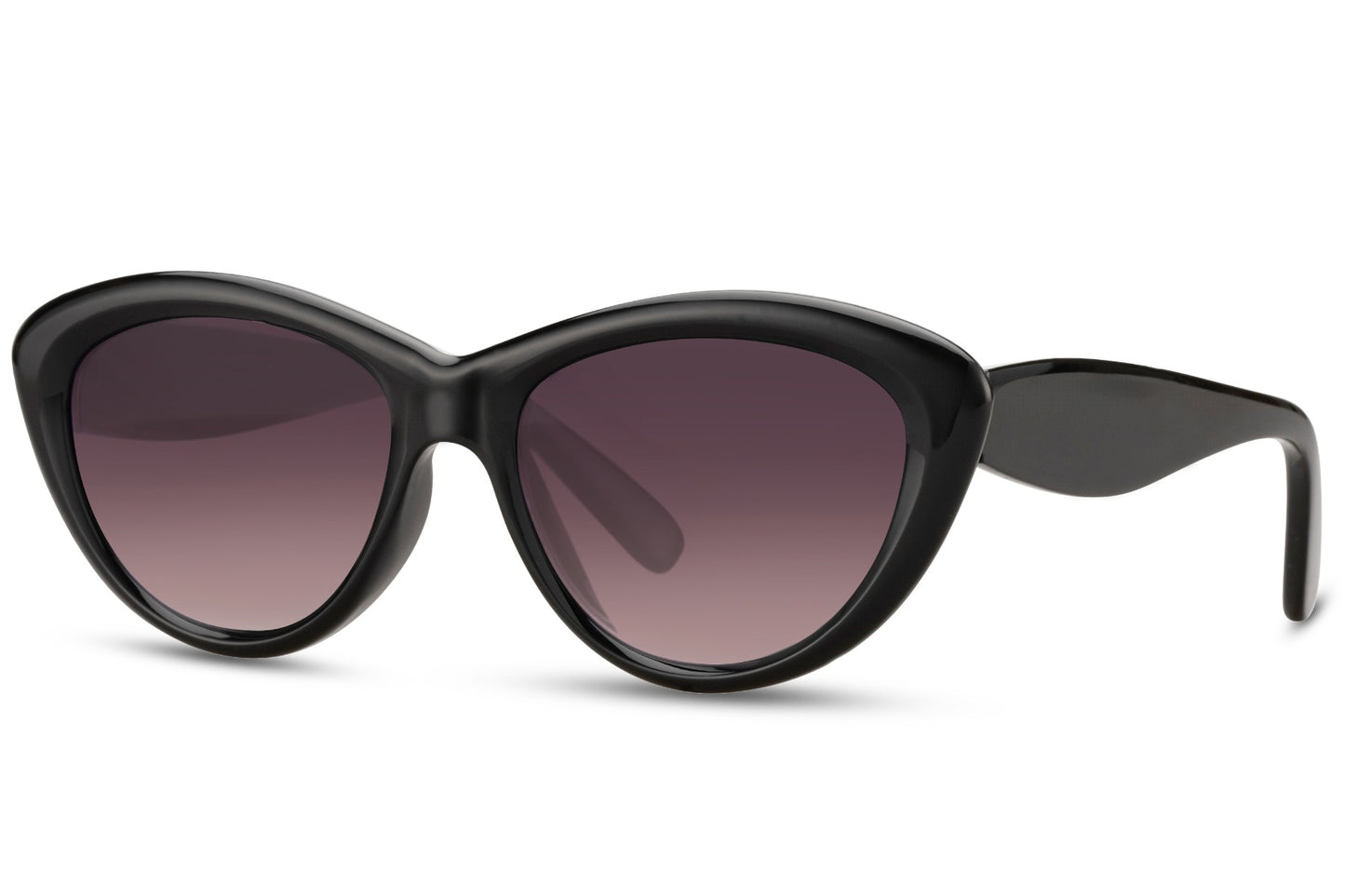 Slim black cat eye sunglasses with retro design and lightweight frame for modern styling