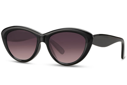 Slim black cat eye sunglasses with retro design and lightweight frame for modern styling
