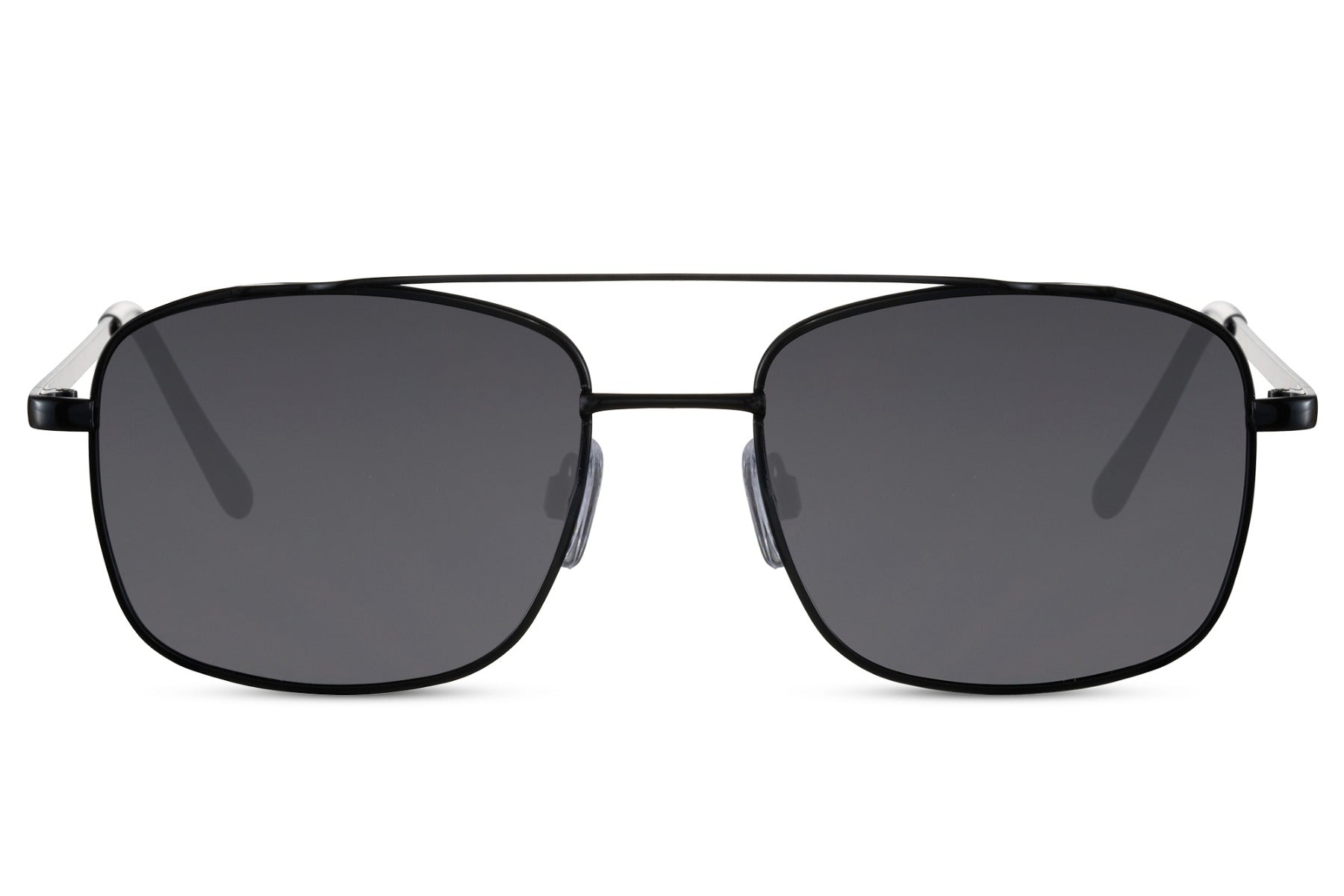 Black square aviator sunglasses with a sleek frame design, suitable for both casual and refined outfits