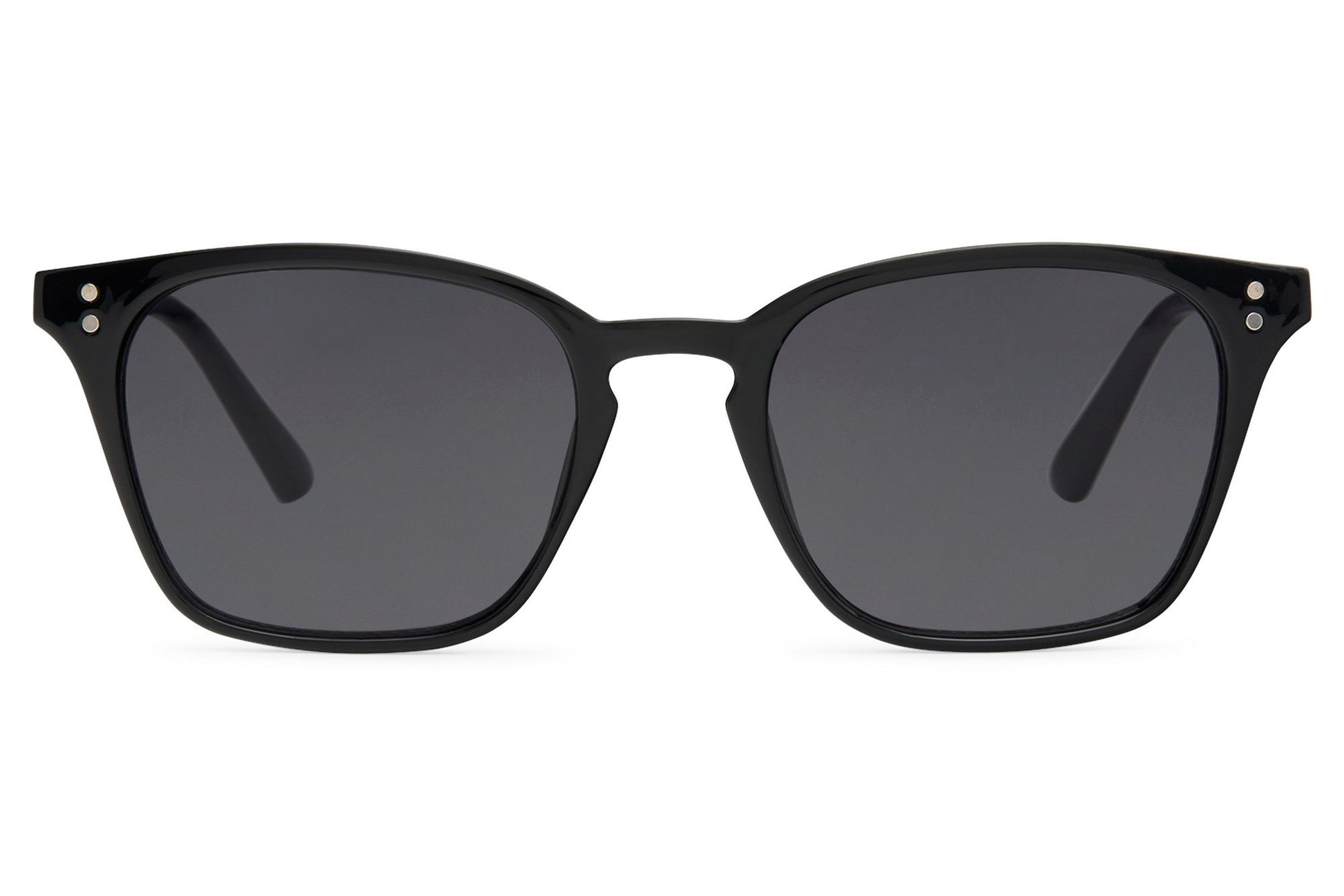 Black square frame sunglasses with dark polycarbonate lenses for driving, outdoor wear and daily styling