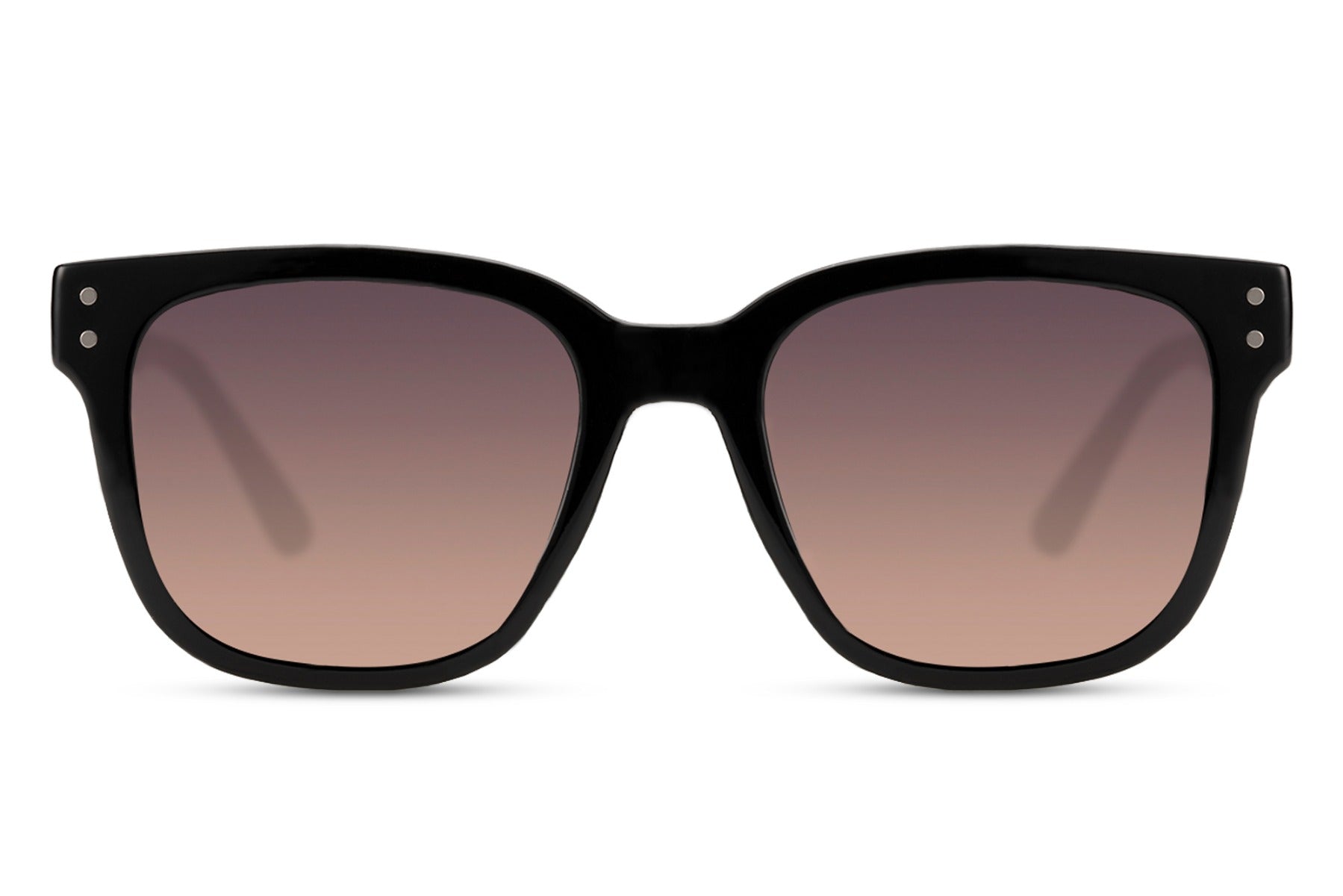Modern European style square sunglasses with black frame and gradient lenses for casual luxury fashion