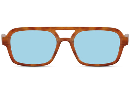 Aviator sunglasses with blue frame and tinted lenses, ideal for street style and everyday fashion