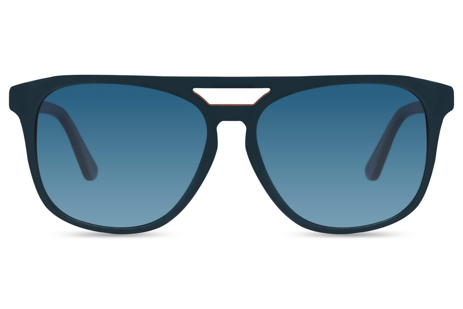 Blue gradient polarized aviator sunglasses designed for outdoor use, reducing glare while maintaining a stylish look