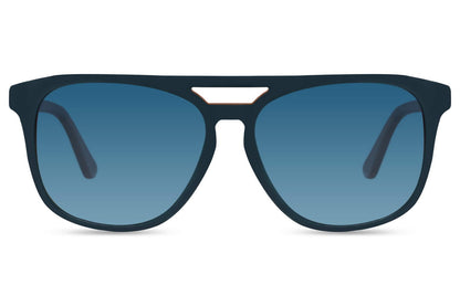 Blue gradient polarized aviator sunglasses designed for outdoor use, reducing glare while maintaining a stylish look