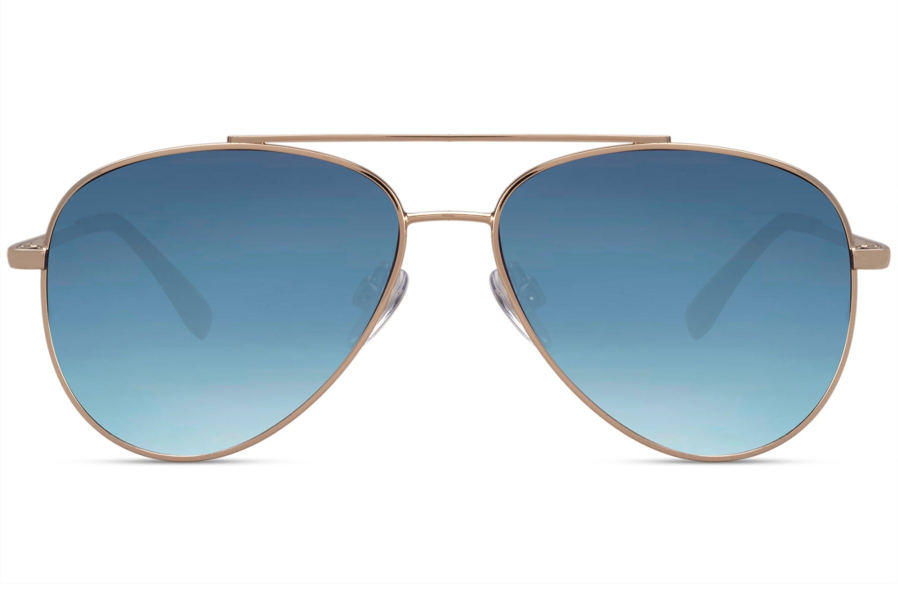Blue lens aviator sunglasses perfect for beach holidays and summer outfits in the UK and Europe, combining eco-conscious design with vibrant style