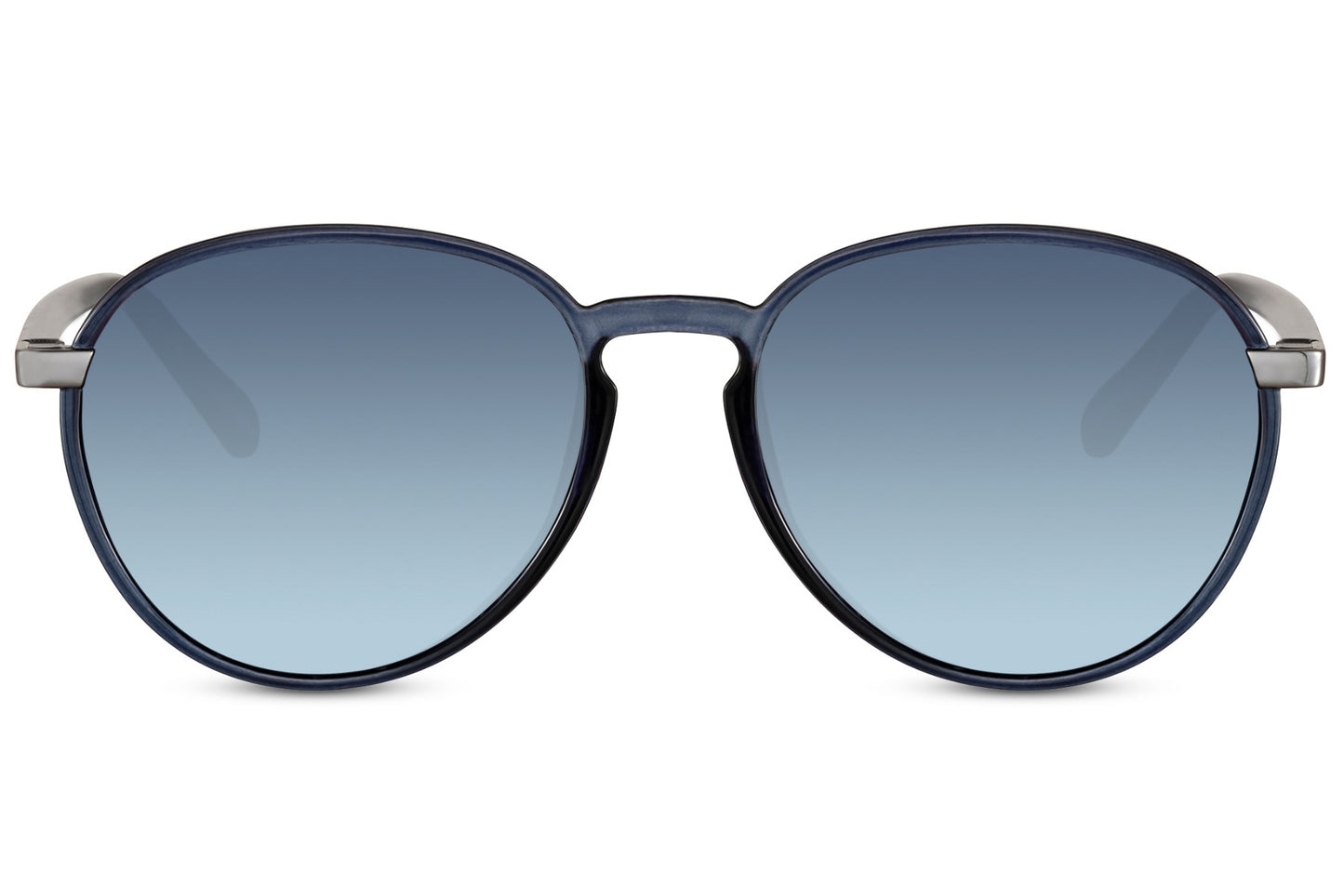 Blue lens aviator sunglasses offering a fashion-forward look, ideal for casual outfits and standout styling