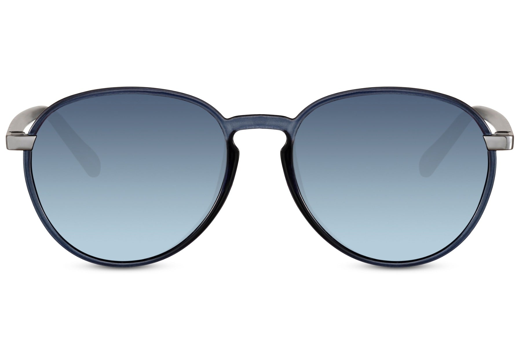Blue lens aviator sunglasses offering a fashion-forward look, ideal for casual outfits and standout styling
