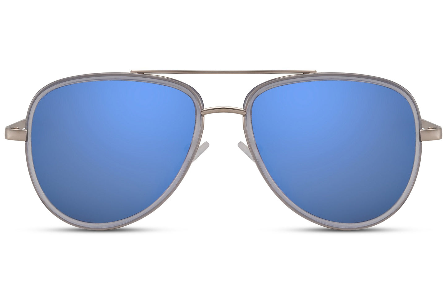 Blue lens aviator sunglasses ideal for travel and outdoor use, featuring lightweight construction and clear vision in bright conditions