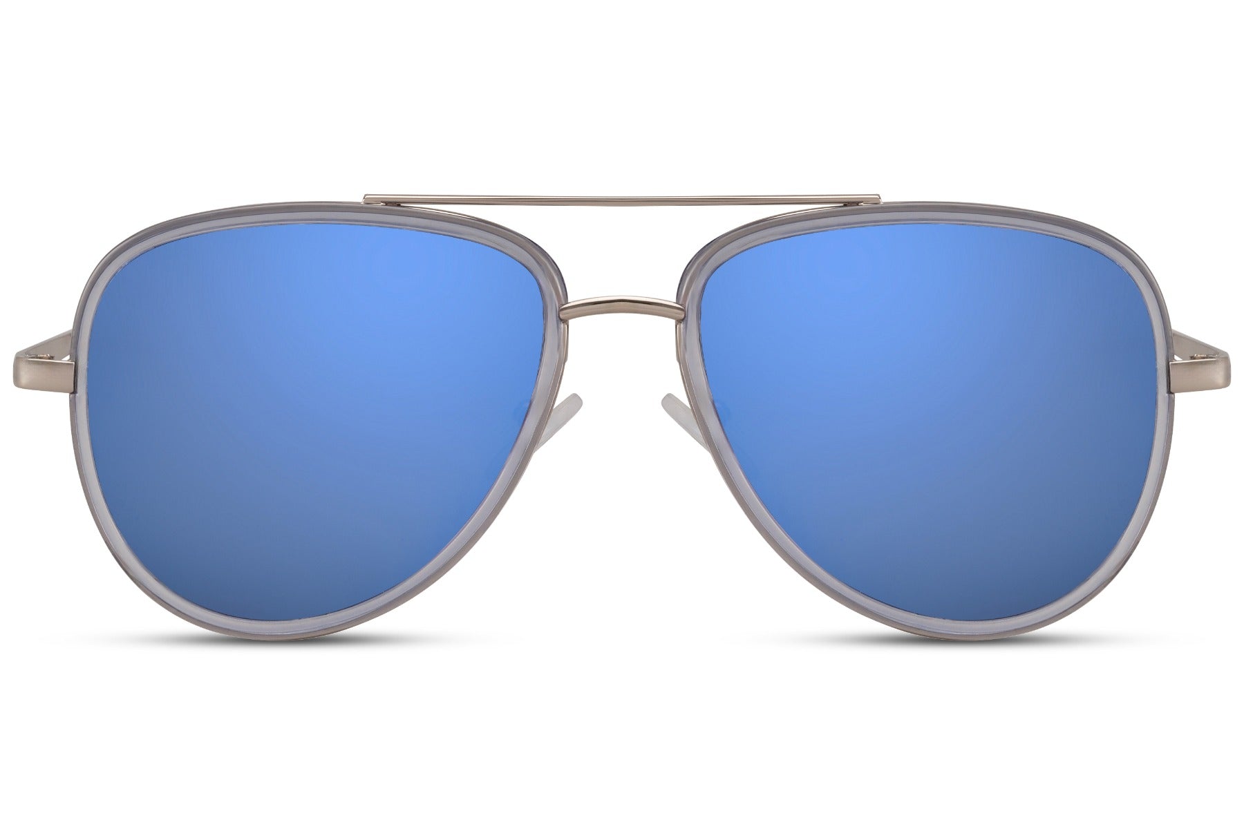 Blue lens aviator sunglasses ideal for travel and outdoor use, featuring lightweight construction and clear vision in bright conditions