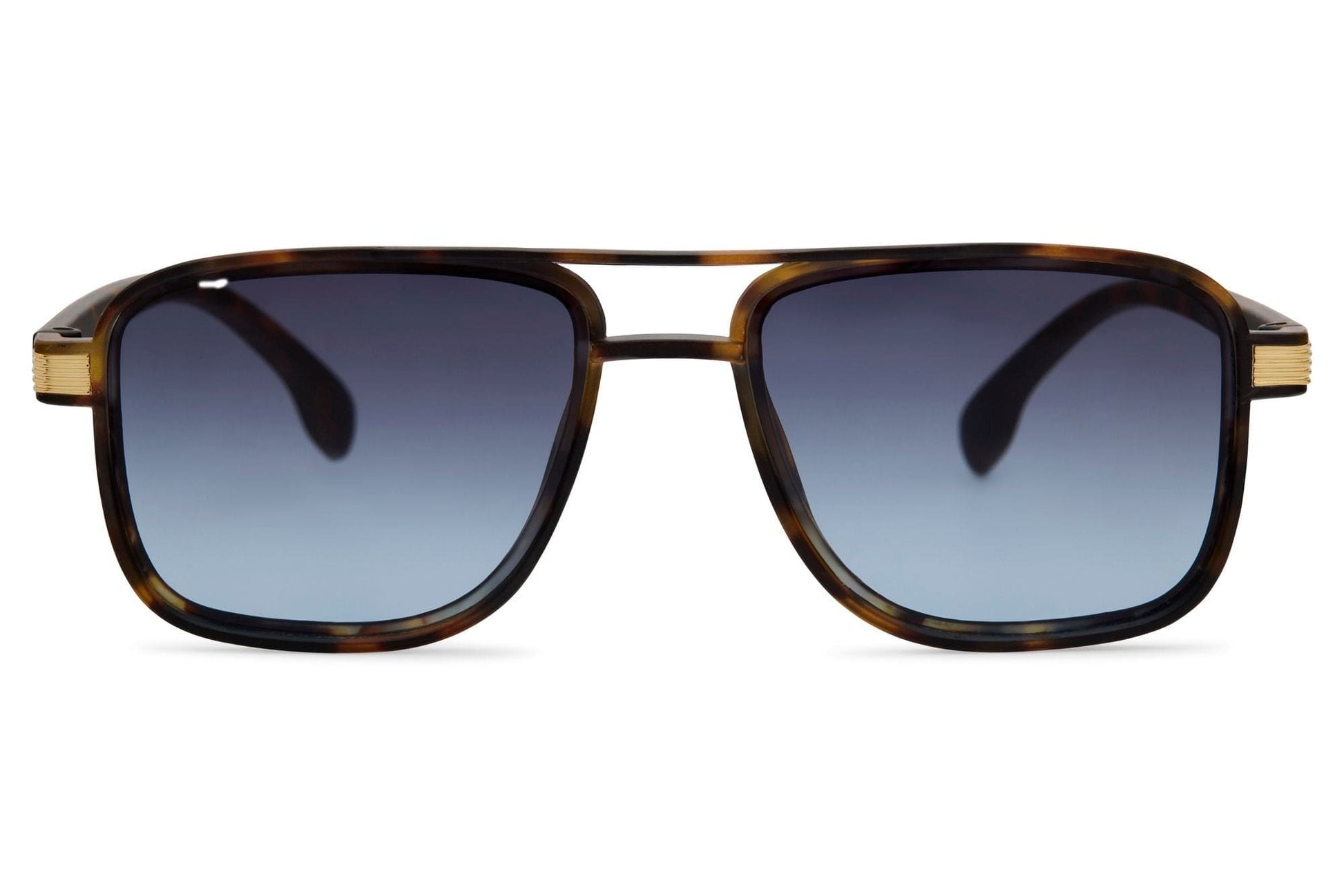 Men’s square aviator sunglasses with blue lenses, offering a modern stylish look for casual and streetwear outfits