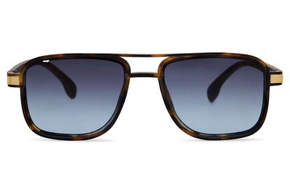 Men’s square aviator sunglasses with blue lenses, offering a modern stylish look for casual and streetwear outfits