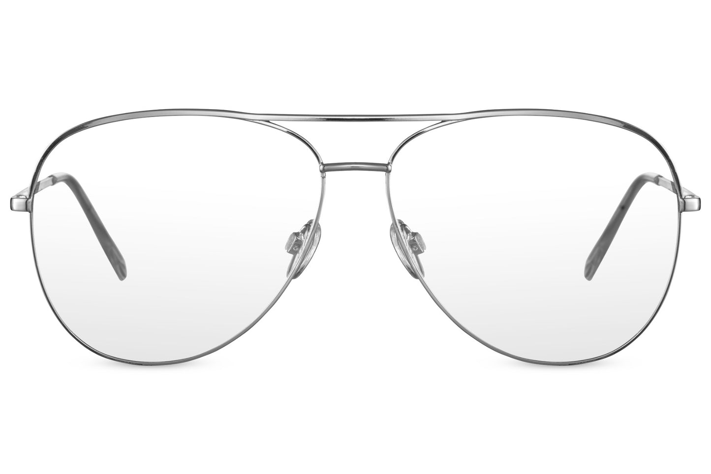 Silver aviator blue light filter glasses by Sunglass Station designed for office work, screen use, and digital eye protection, lightweight metal frame for daily wear