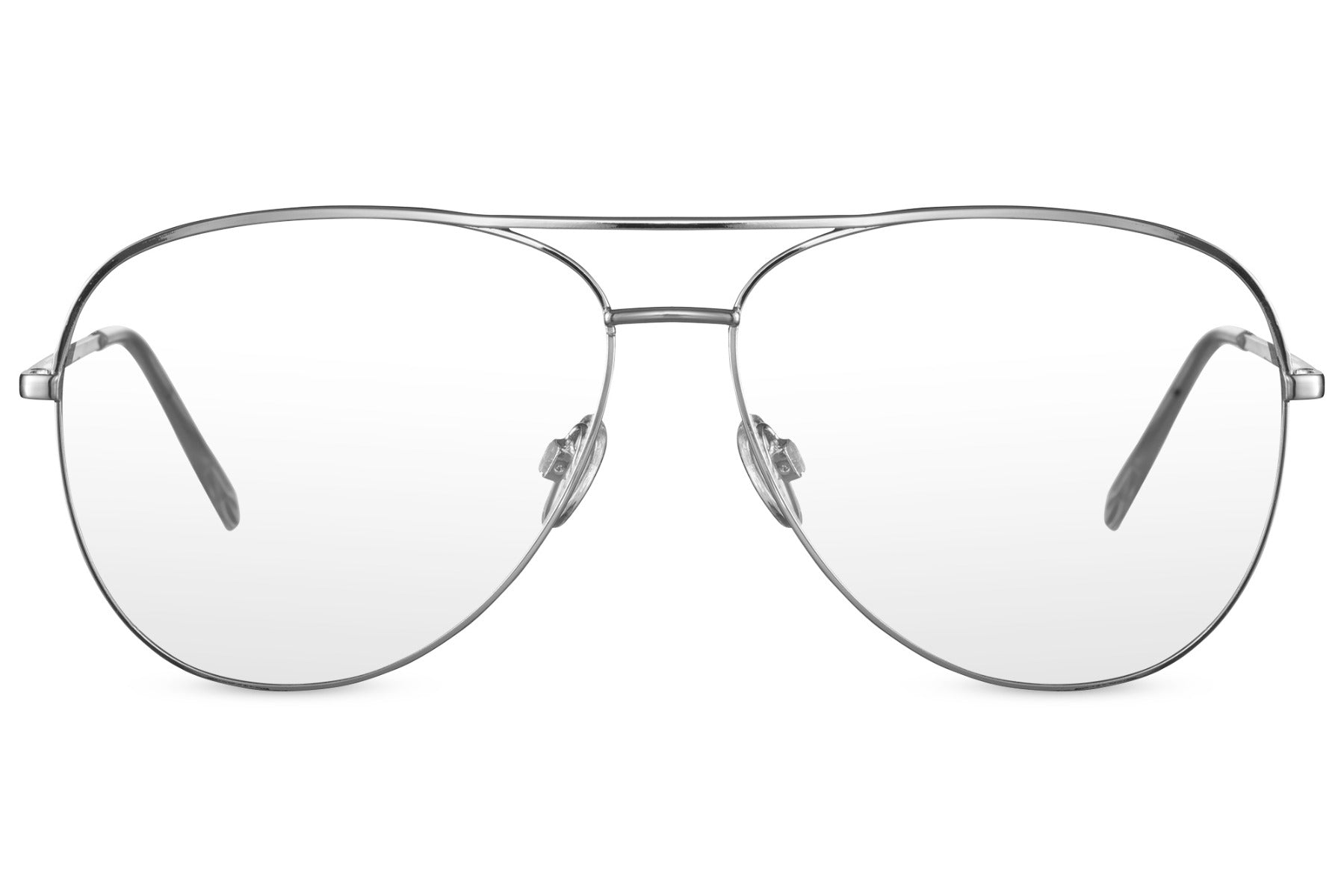 Silver aviator blue light filter glasses by Sunglass Station designed for office work, screen use, and digital eye protection, lightweight metal frame for daily wear