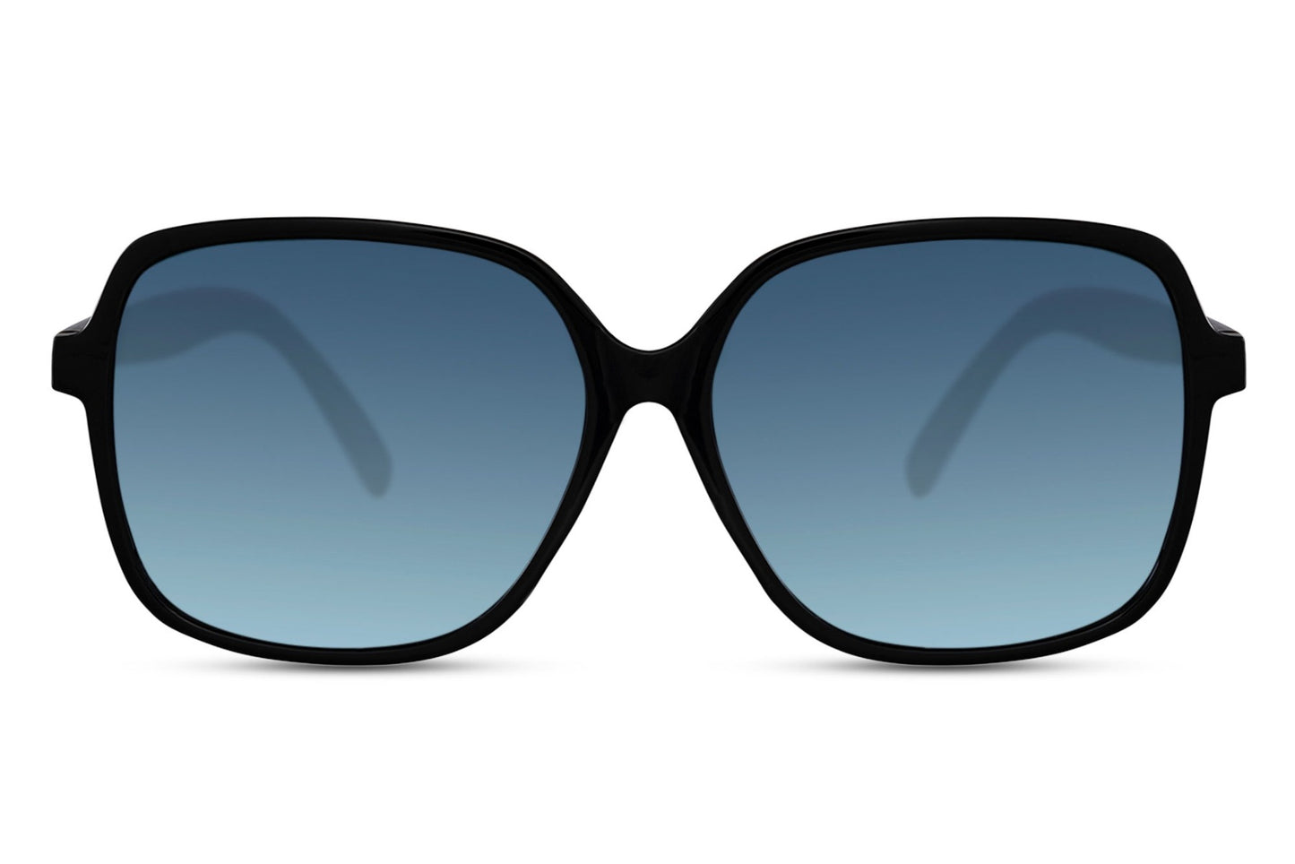 Oversized sunglasses with blue lenses and modern frame, stylish women sunglasses for travel, beach days and casual fashion looks