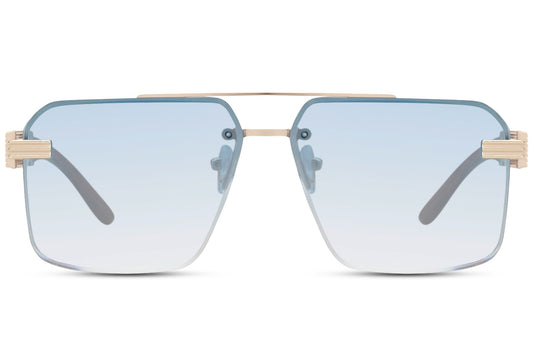 Blue retro tinted oversized square sunglasses with UV protection, designed for bold everyday styling and a modern fashion statement
