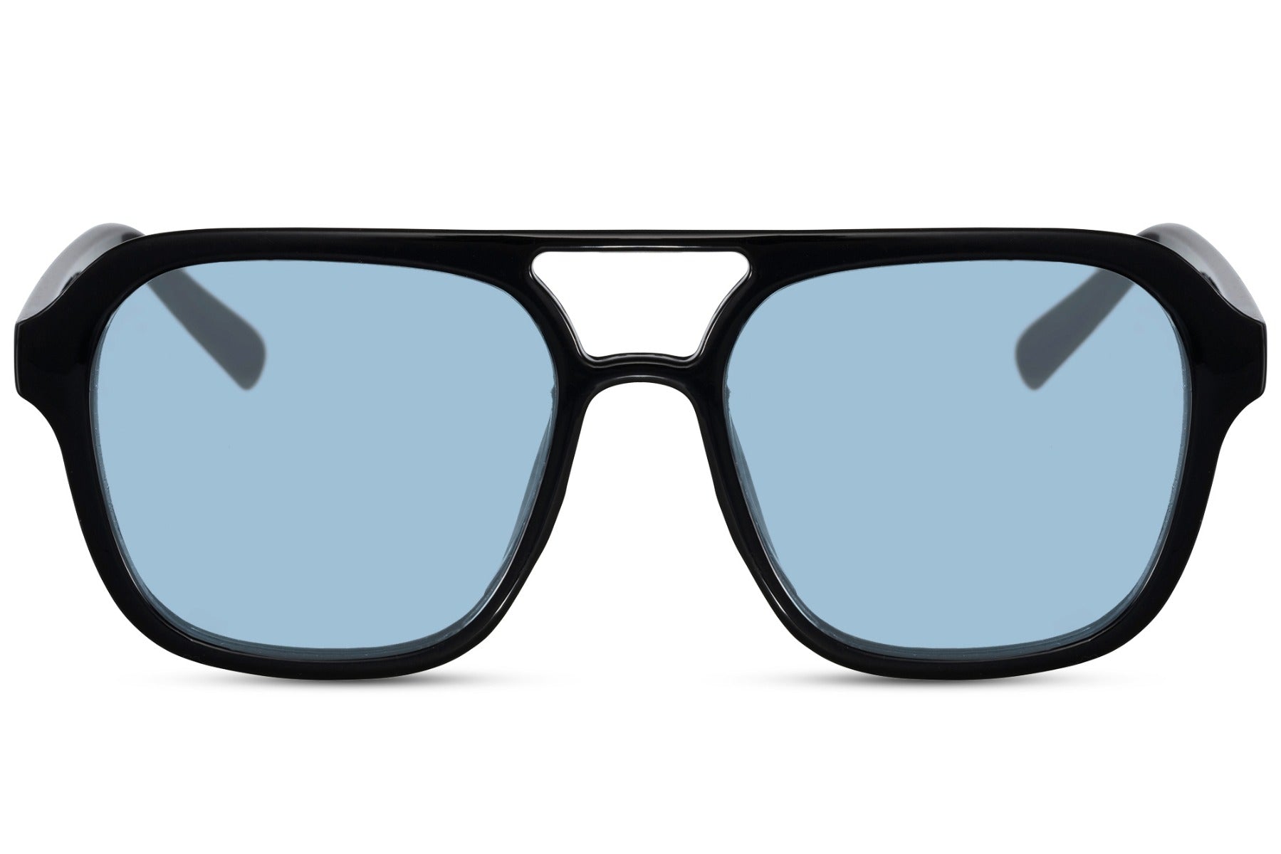 Blue tinted aviator sunglasses designed for street style and everyday fashion with a bold edge