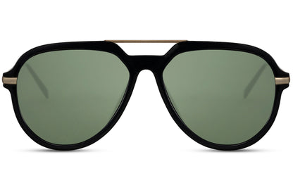 Green lens bold aviator sunglasses for travel outfits and casual wear, lightweight frame designed for comfort and standout appearance