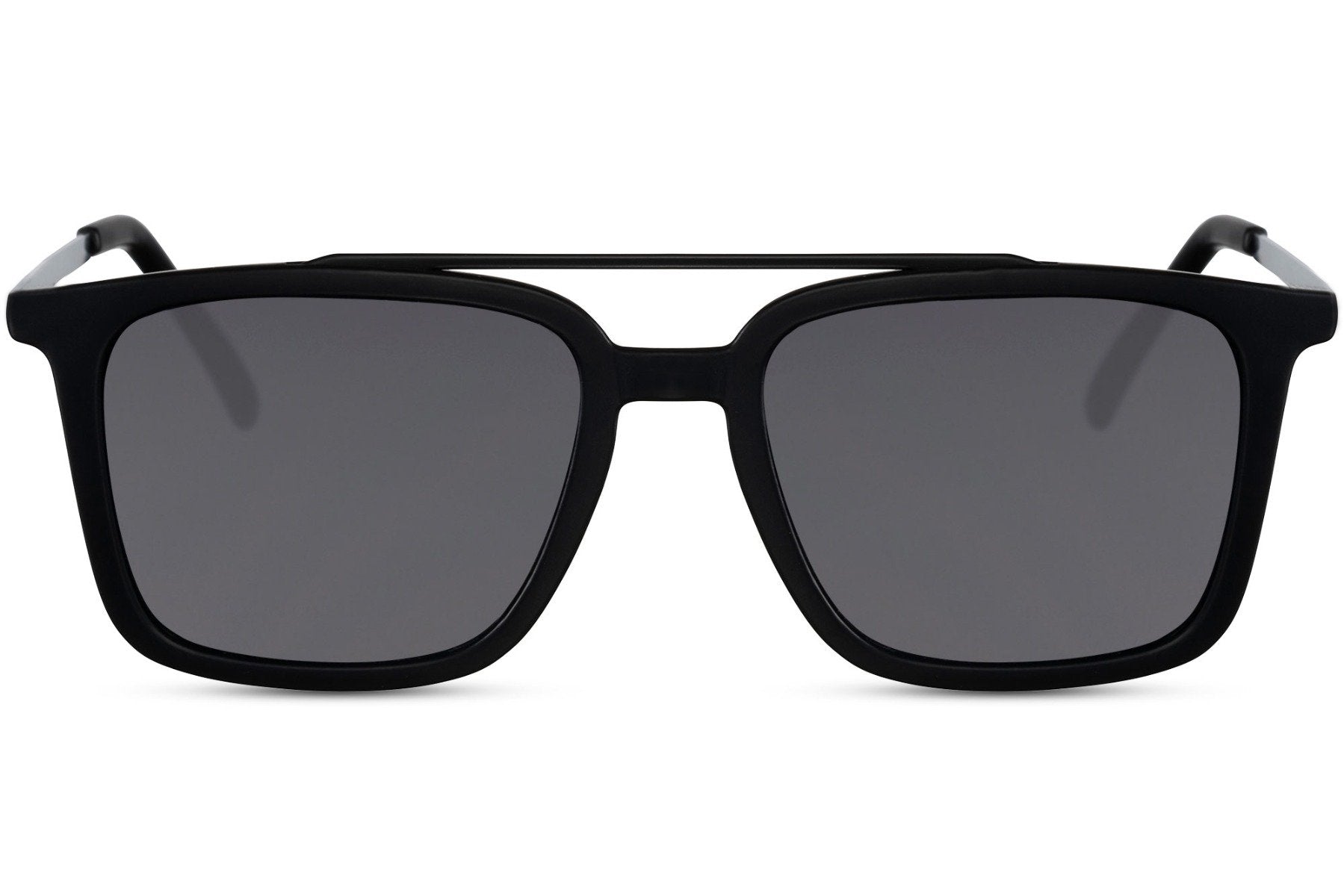 Bold black aviator sunglasses with a retro frame and UV protection, suitable for everyday outfits and versatile styling