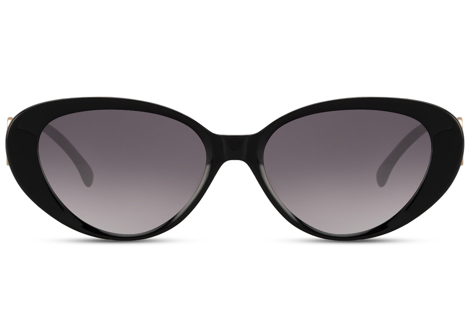 Bold black cat eye sunglasses with wide frame design and UV protection lenses