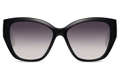 Bold black cat eye sunglasses with oversized frame and modern fashion look