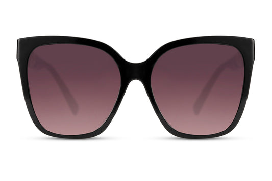Bold cat eye sunglasses with black gradient lenses offering a stylish oversized look and UV protection