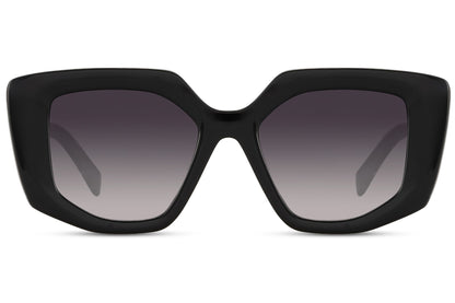 Bold oversized geometric sunglasses with black frame and UV protection lenses, classic statement sunglasses for everyday wear, travel and street style fashion