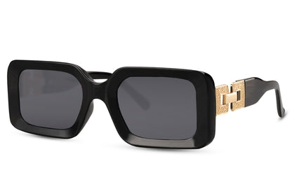 Oversized rectangle sunglasses with thick black frame and grey lenses by Sunglass Station, bold unisex eyewear designed for a strong and structured look