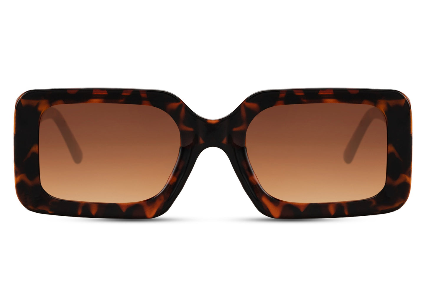 Bold rectangle sunglasses with tortoiseshell frame and brown lenses by Sunglass Station, oversized unisex eyewear with a classic yet strong design