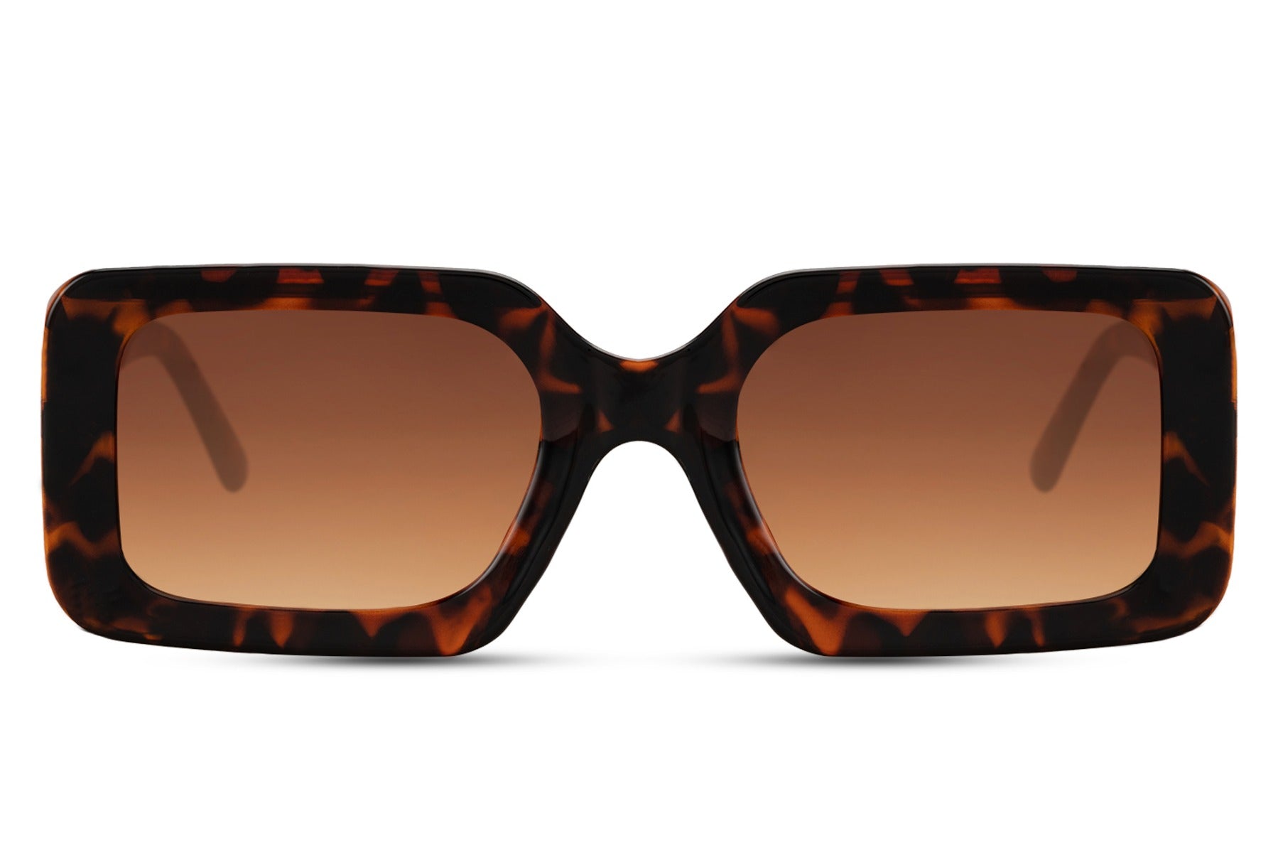 Bold rectangle sunglasses with tortoiseshell frame and brown lenses by Sunglass Station, oversized unisex eyewear with a classic yet strong design