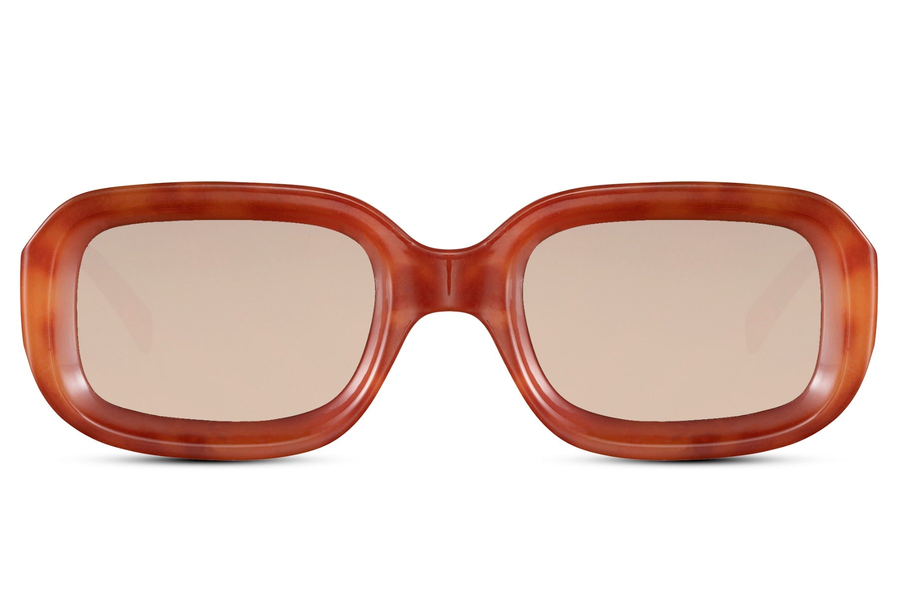 Bold rectangle sunglasses with orange frame and light lenses by Sunglass Station, unisex eyewear with a thick frame design and UV protection, available with free shipping across the UK and Europe