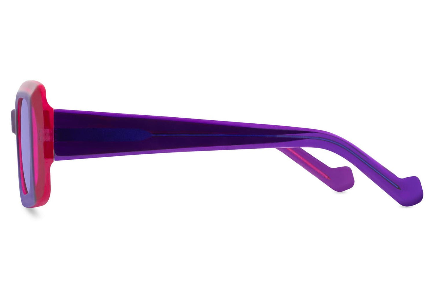 Unisex bold rectangle sunglasses with purple frame by Sunglass Station, modern eyewear with a stylish and confident statement design