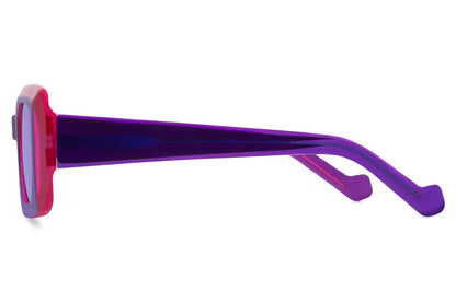 Unisex bold rectangle sunglasses with purple frame by Sunglass Station, modern eyewear with a stylish and confident statement design