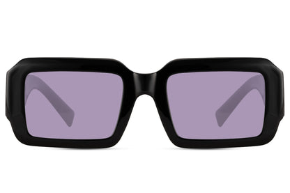 Bold rectangle sunglasses with purple tinted lenses by Sunglass Station, modern women’s eyewear with a stylish and confident look