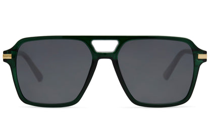 Bold retro aviator sunglasses with dark lenses and thick frame, designed for a strong statement look and modern vintage style