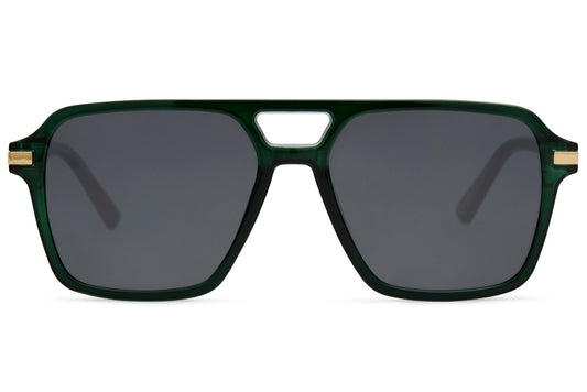 Bold retro aviator sunglasses with dark lenses and thick frame, designed for a strong statement look and modern vintage style