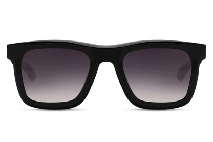 Bold square sunglasses with recycled chunky frame and dark gradient lenses for unisex street style fashion
