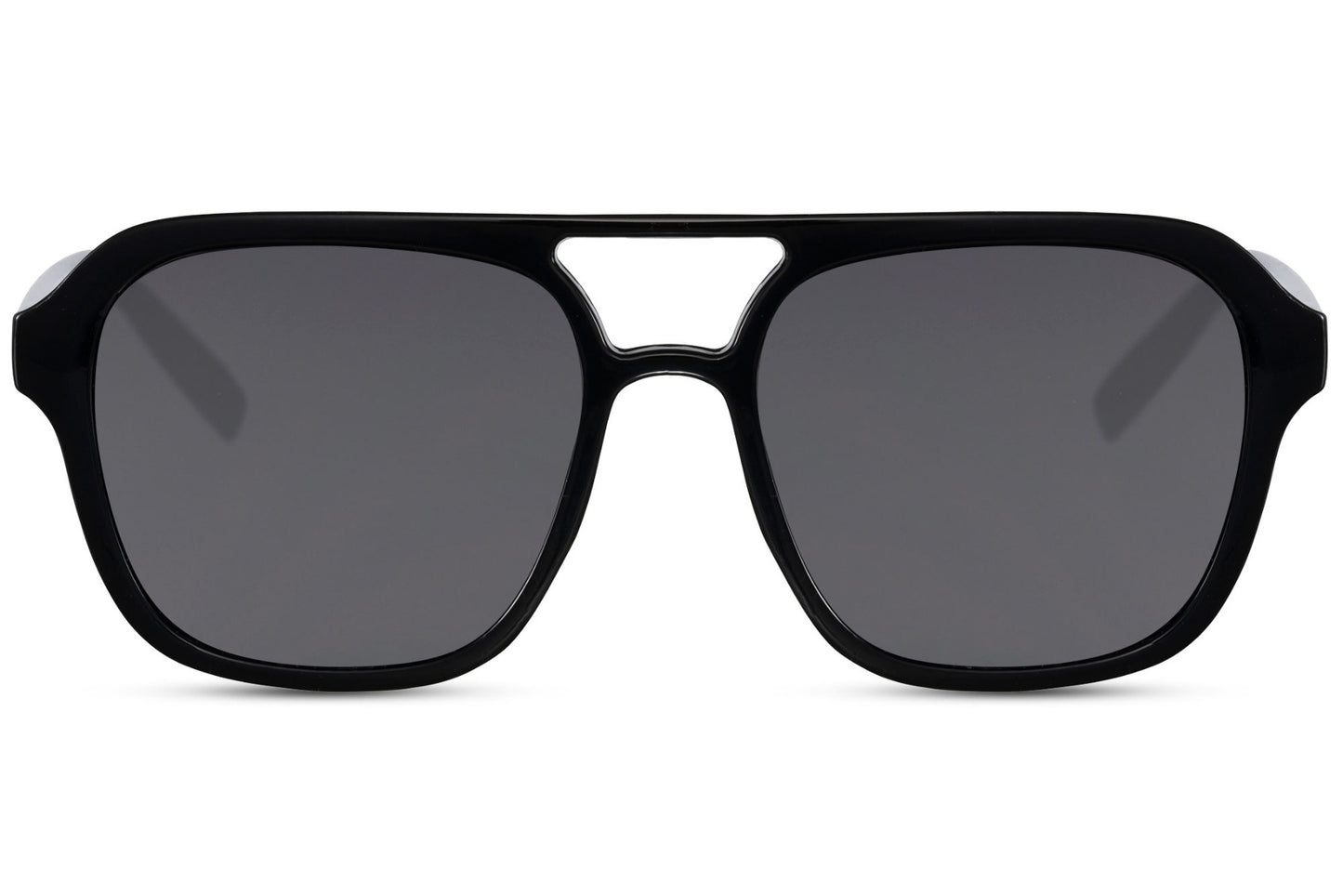 Bold tinted aviator sunglasses with black lenses and strong frame design, offering a sleek modern everyday look