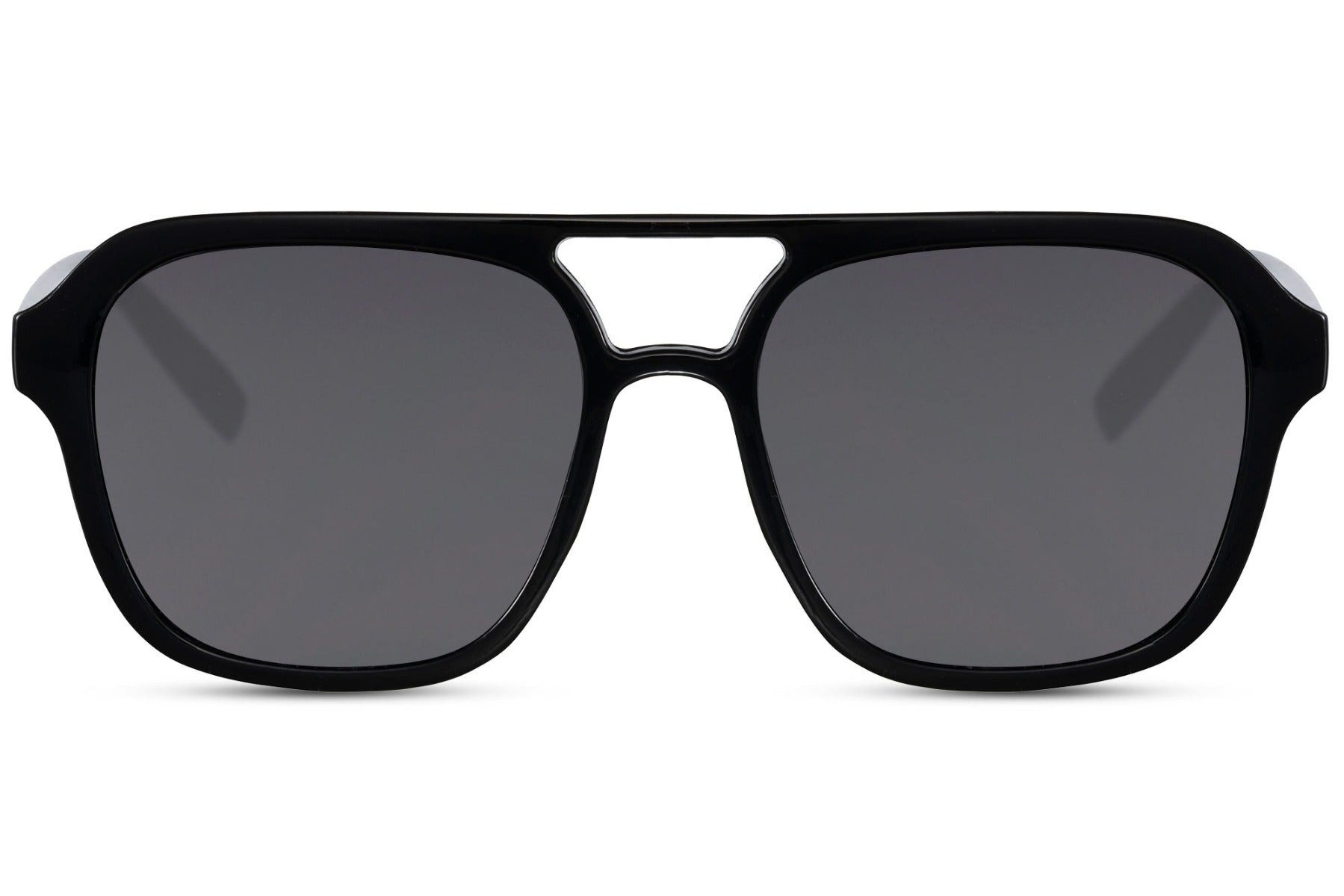 Bold tinted aviator sunglasses with black lenses and strong frame design, offering a sleek modern everyday look