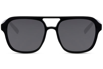 Bold tinted aviator sunglasses with black lenses and strong frame design, offering a sleek modern everyday look