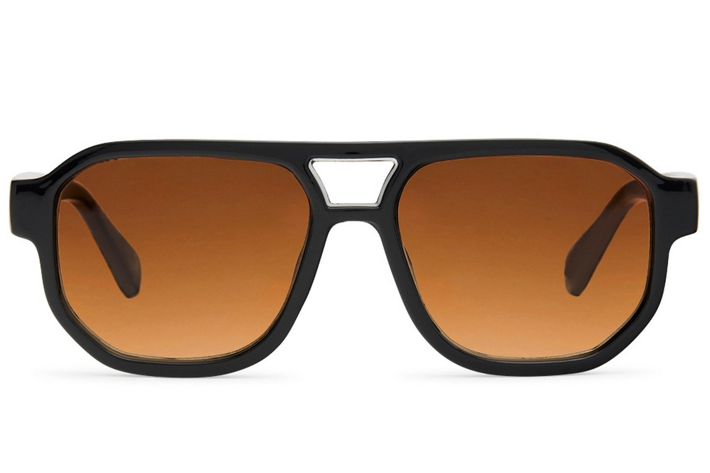 Brown lens aviator sunglasses with a retro chic design, suitable for everyday wear with a bold and confident look