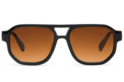 Brown lens aviator sunglasses with a retro chic design, suitable for everyday wear with a bold and confident look